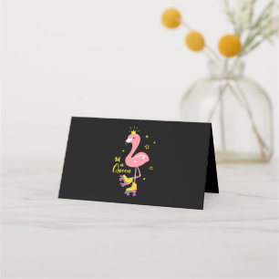 Var en drottning Rosa Flamingo Skate Roller Women Placeringskort