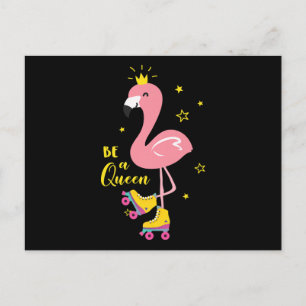 Var en drottning Rosa Flamingo Skate Rullskridsko Vykort
