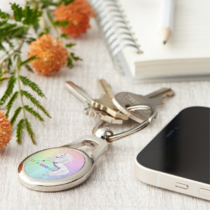 Var en enhörning ovalt silverfärgad nyckelring