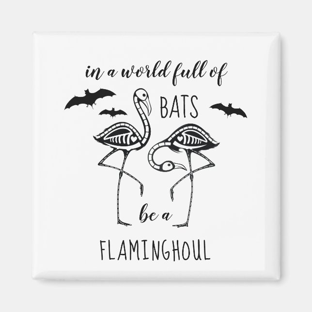 Var en Flaminghoul Skeleton Flamingo Halloween Magnet (Framsidan)