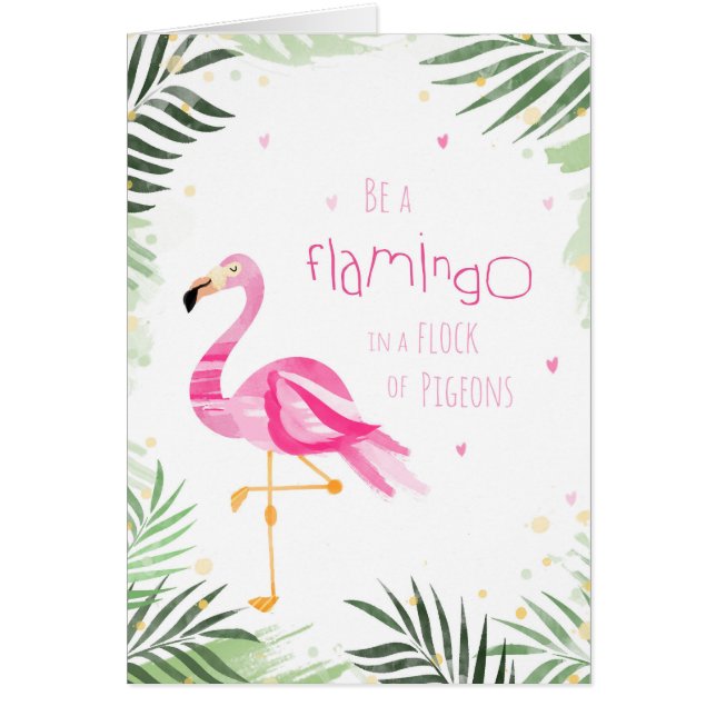 Var en flamingo - hälsningkort hälsningskort (Framsidan)