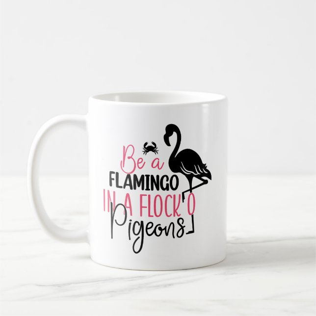 Var en flamingo i en flock duvor-27308 kaffemugg (Vänster)