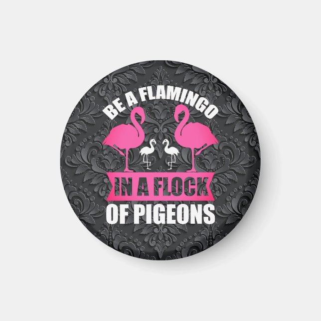 Var en flamingo i en flock duvor magnet (Framsidan)