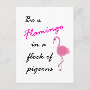 Var en Flamingo i en flock duvor vykort