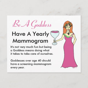 Var en gudinna, ha en Mammogram Vin Goddess BCA. Kort