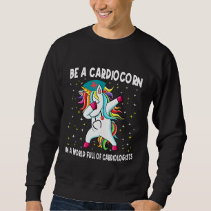 Var en kardiokorkardiolog Dabbing Unicorn Lång Ärmad Tröja
