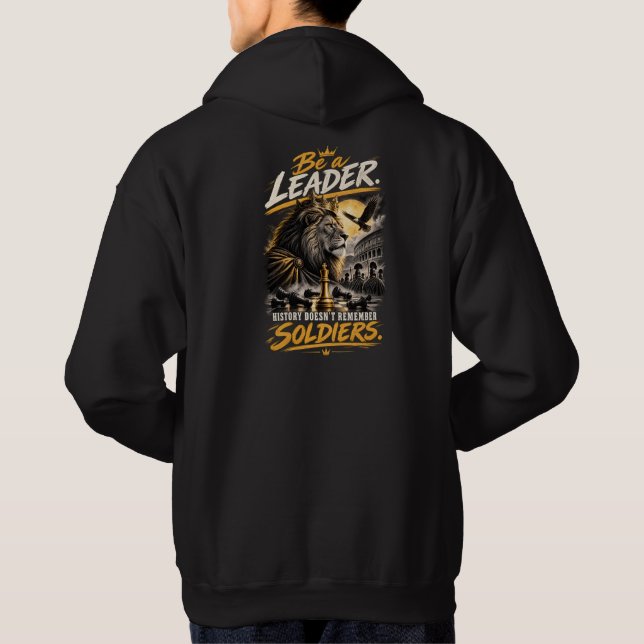 Var en ledarkrönt lejon schackkung design hoodie (Baksida)