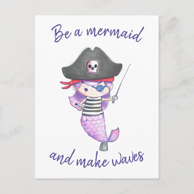 Var en sjöjungfru och gör den vinkara //Pitate Meddelande Vykort (Framsida)