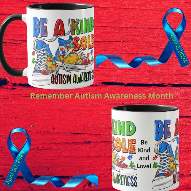 "Var en slags ensamhet" Autism Awareness Sneaker M Mugg (Stride with compassion and show your support with our 'Be A Kind Sole' Autism Awareness mug)