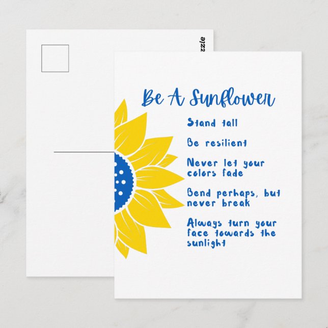 Var en solros Ord Art Ukraina Färg Vykort (Fram/baksida)