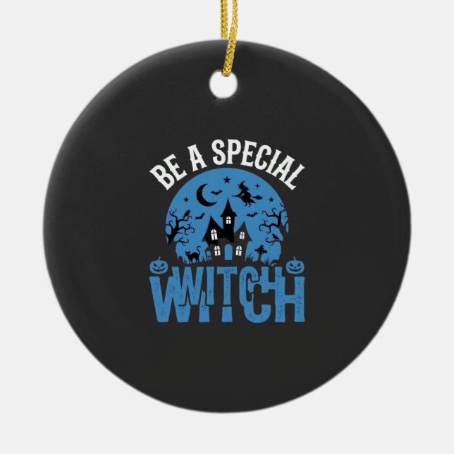 Var En Speciell Häxa Halloween-design_1 Julgransprydnad Keramik (Framsidan)