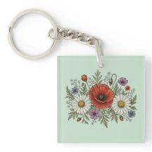 "Var en vildblomma" Fyrkantig akrylnyckelring