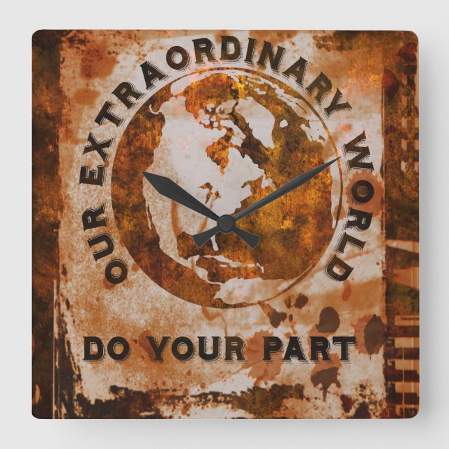 Vår enastående värld fyrkantig klocka (Framsida)