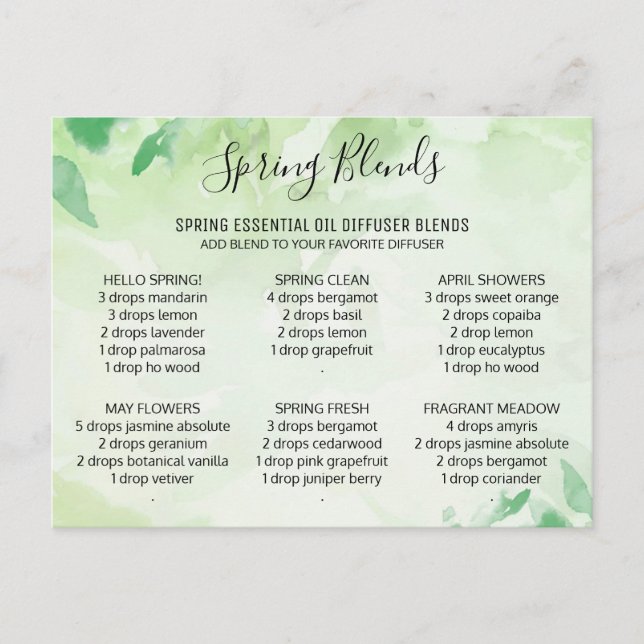 Vår Essential Oils-blandningskort för blommor Vykort (Framsida)