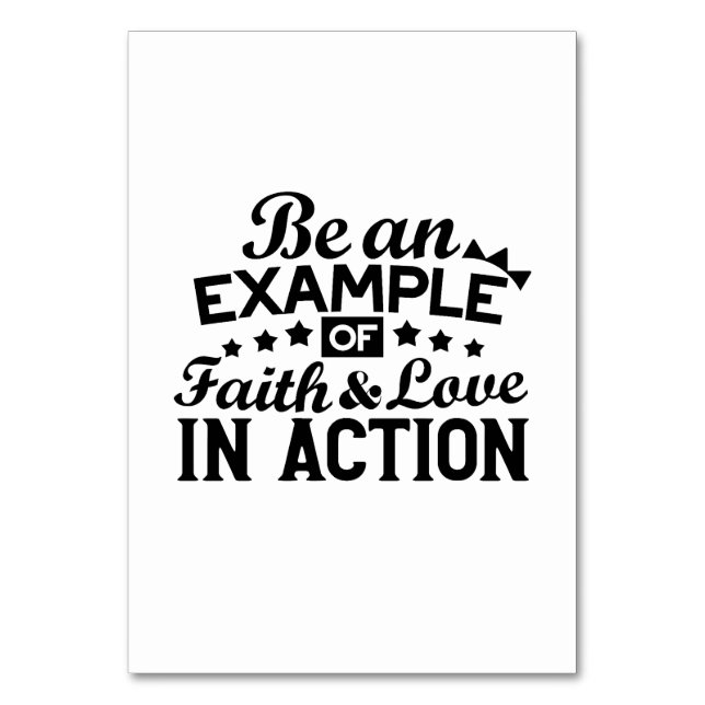 Var ett exempel på tro och Kärlek i handling Bordsnummer (Framsidan)