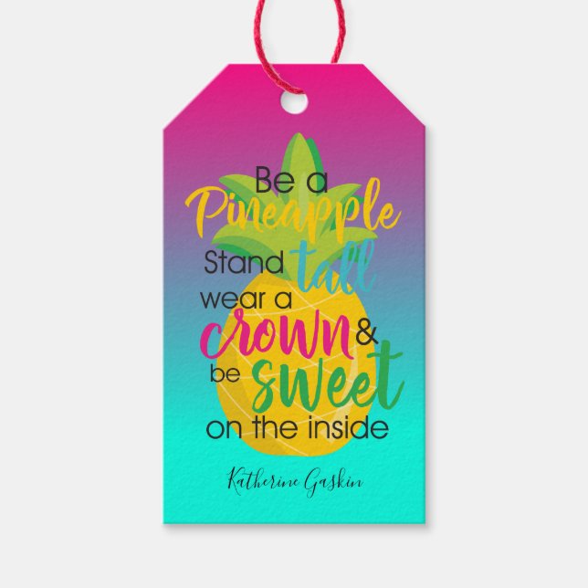 Var ett vackert citat av ananas tack presentetikett (Framsidan)