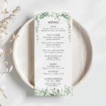 Vår Eucalyptus Greenery Bröllop Flat Menu Meny<br><div class="desc">Denna platta meny vår eucalyptus greenery bröllop är perfekt för ett modernt firande i bröllop. Utformningen har vattenfärgad,  handmålad eukalyptus grönt foliage,  som inspirerar naturskönheten.</div>