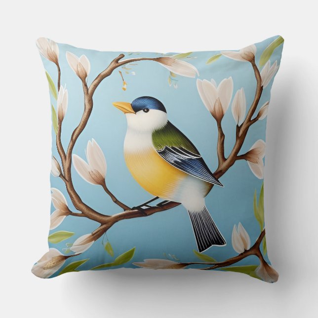 ✨ Vår fågel dekorativ kudde för vardagsrum 🐦 (Framsida)