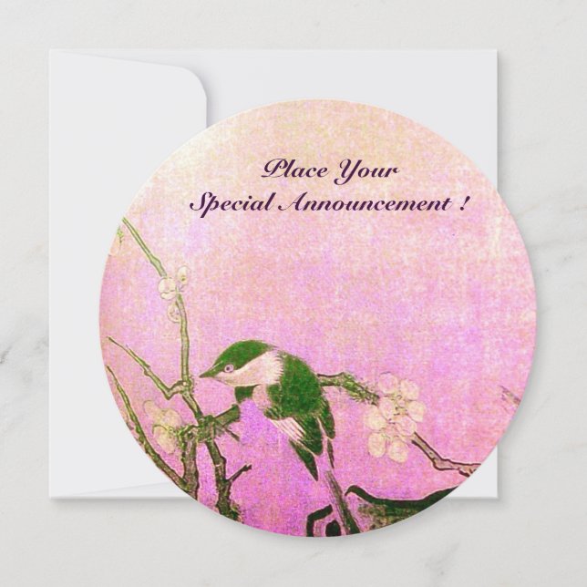 VÅR FÅGEL MONOGRAM Rosa Fuchsia Vit Brun Meddelande (Framsida)