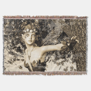 Vår Fågelskogs Vintage Foto Fantasy Konst Filt