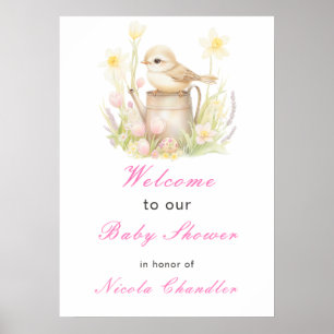 Vår fågelvatten kan babydusch poster