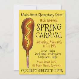 Vår Fair Carnival Festival Maj Hund Corndog Inbjudningar