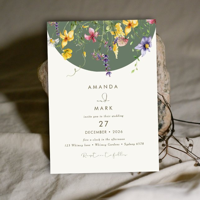 Vår Fall Boho WildblomBloom Whimsical Inbjudningar (Skapare uppladdad)