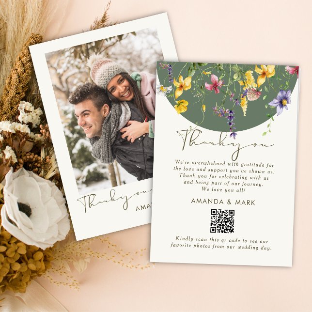 Vår Fall Boho WildblomBloom Whimsical Tack Kort (Skapare uppladdad)