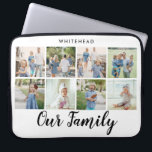Vår familj Modern 8-fotosamling Laptop Fodral<br><div class="desc">Vårt familjeriteckensnitt med åtta familjefärger tillsammans med familjen namn överst.</div>