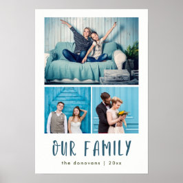 Vår familj | Modern tre fotorutnät Poster