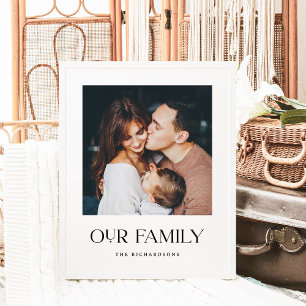 Vår familj   Svart och vit modern text och foto Poster