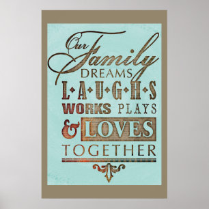 Vår familje inspirationerande Ord-offert Poster