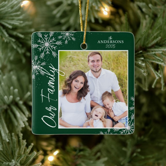 Vår familjerelagefoto-Grönt - jul Julgransprydnad Keramik (Träd)