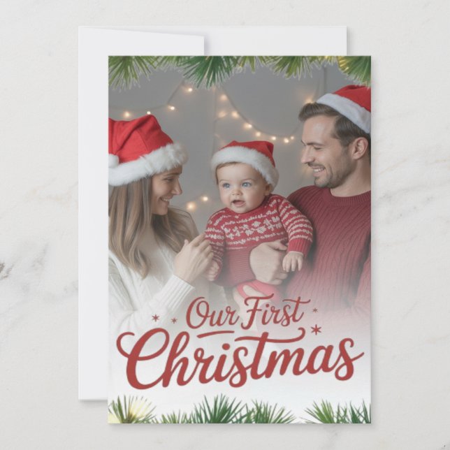 Vår familjs första jul tillsammans  inbjudningar (Framsida)