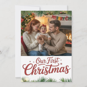 Vår familjs första jul tillsammans julkort