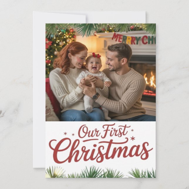 Vår familjs första jul tillsammans  julkort (Framsida)