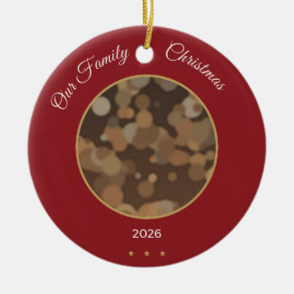 Vår familjs jul 2026 Röd fotoornament Julgransprydnad Keramik