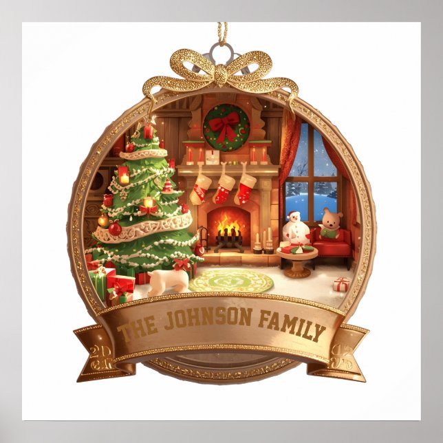 Vår familjs julmagiska ornament poster (Framsidan)