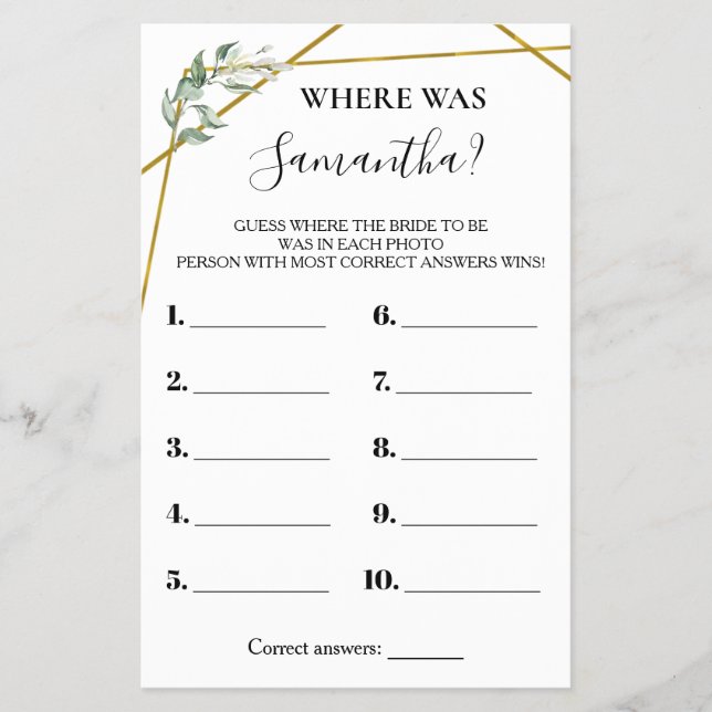 Var fanns bride Greenery Guld-spelkortet? Flygblad (Framsidan)