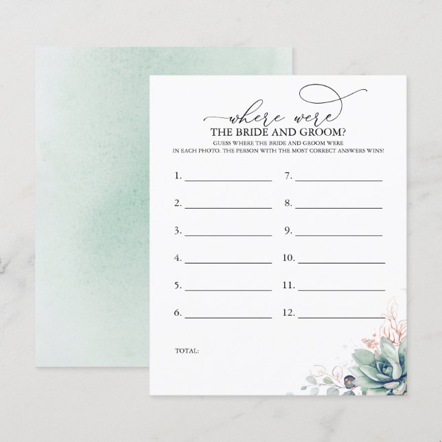 Var fanns BRIDE- OCH GROOM-fotospelet? (Fram/baksida)