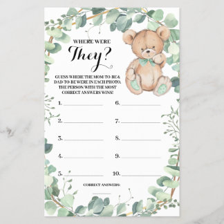 Var fanns de med greeneri Shower Game Card? Flygblad