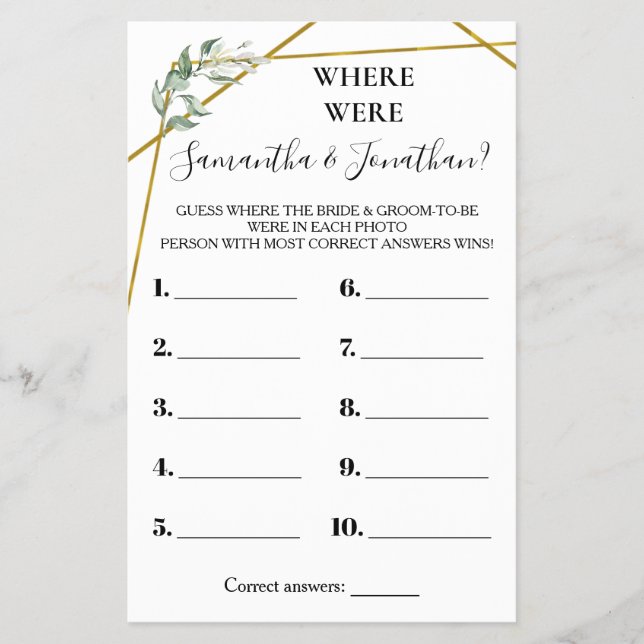 Var fanns Greenery Guld duschkort? Flygblad (Framsidan)