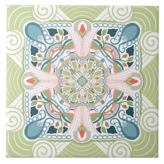 Vår Fantasy Mandala Kakelplatta (Framsidan)