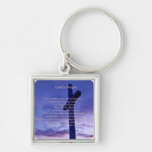 Vår far Keychain Fyrkantig Silverfärgad Nyckelring