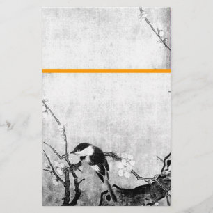 VÅR FÅR OCH BLOMMOR TRÄD Svartvit Orange Brevpapper