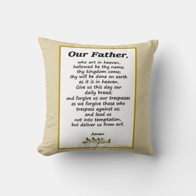 Vår Far Prayer Matthew 6:9-13 Bible Cushion Kudde (Framsida)