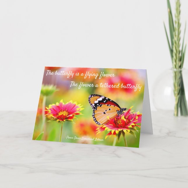 Vår Färg, blomma, fjäril och inspirationsoffert Kort (Framsida)