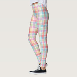 Vår färg plaid mönster leggings