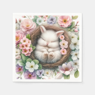 Vår färgad blommigt bunny Flicka Shower Pappersservett