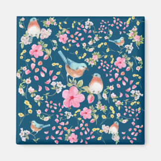 Vår Färgfåglar och blommor Magnet